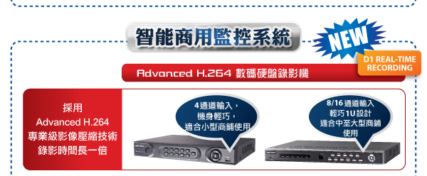 智能商用監控系統-Advanced H.264數碼硬盤錄影機