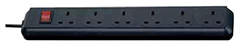 brennenstuhl Eco-Line 6位有燈單掣拖蘇, 黑色不碎膠 (1.5米,1.25m㎡)